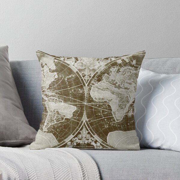 Item preview, World Map (1691) Dark Brown & White designed and sold by BravuraMedia.