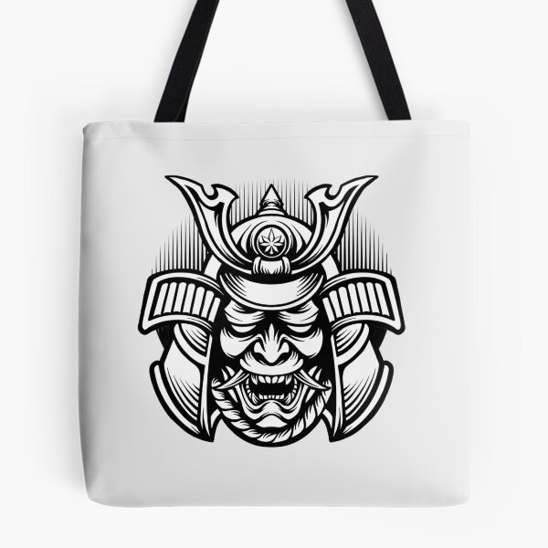 Aperçu de l'œuvre Yokai Oni Hannya barbe masquée crâne de samouraï simple masque blanc cadeaux créée et vendue par MiscelChr.