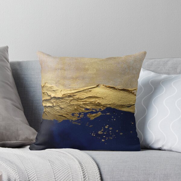Item preview, Golden Tranquility: Abstract Oil Painting of a Calming Blue abstract scene with gold paint effect. designed and sold by CharlieCreates.