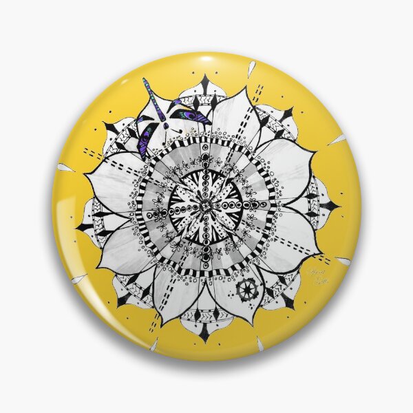 Item preview, Mandala Blue Dragonfly Yellow Prepare For Swift Action Yellow designed and sold by SpiritGifts.