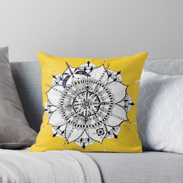 Item preview, Mandala Blue Dragonfly Yellow Prepare For Swift Action Yellow designed and sold by SpiritGifts.