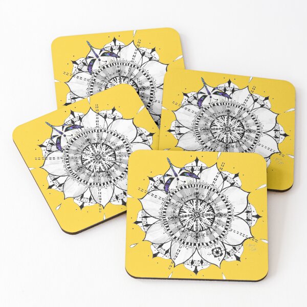 Item preview, Mandala Blue Dragonfly Yellow Prepare For Swift Action Yellow designed and sold by SpiritGifts.