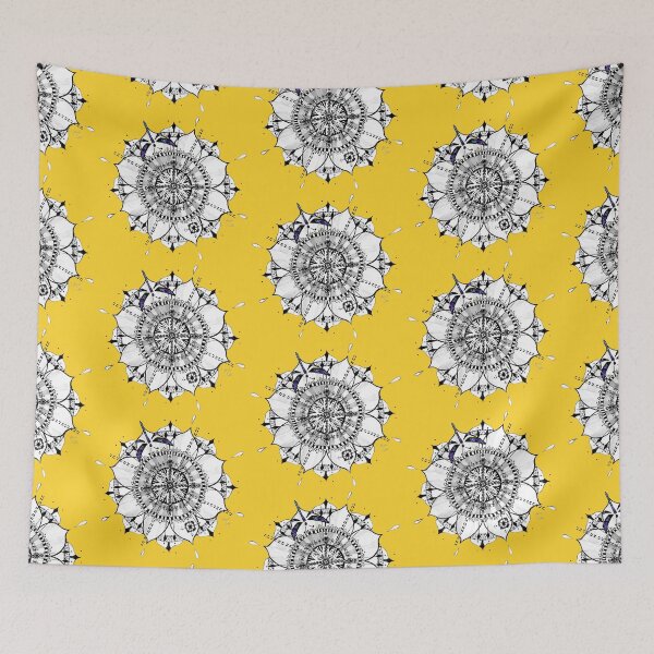 Item preview, Mandala Blue Dragonfly Yellow Prepare For Swift Action Yellow designed and sold by SpiritGifts.