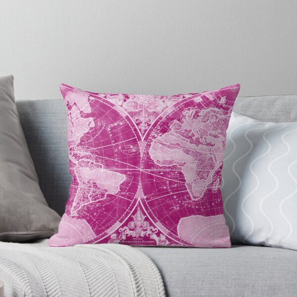 Item preview, World Map (1691) Pink & Light Pink designed and sold by BravuraMedia.