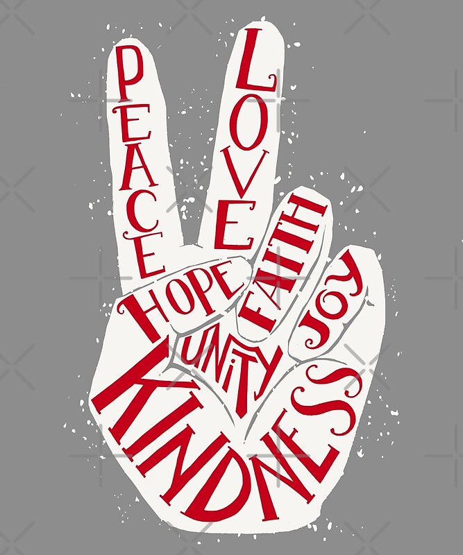 "Peace hand sign - Love, Faith, Joy, Hope, Kindness, Unity ...