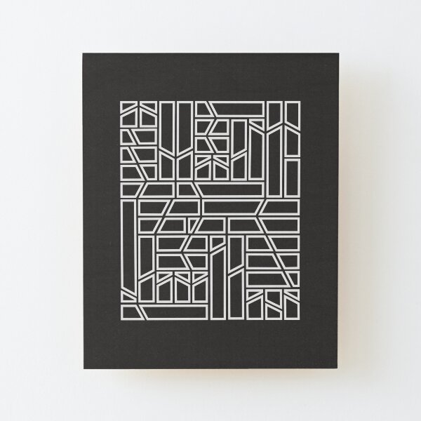 White Rectangular Pattern On A Black Background Wood Mounted Print