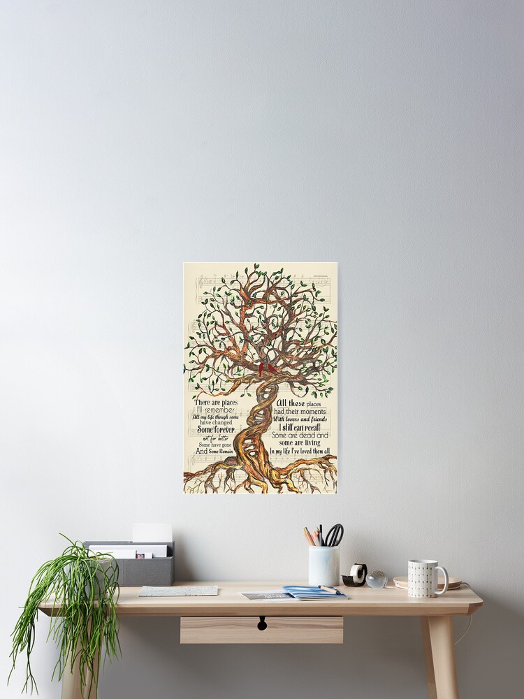 Thumbnail 2 of 3, Poster, In My Life Lyrics - Tree And Cardinal Bird Gift Who Love "In My Life" designed and sold by DebraGiftShop.