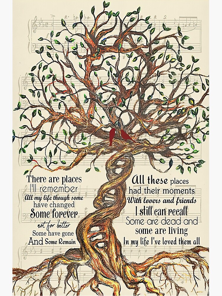 Thumbnail 3 of 3, Poster, In My Life Lyrics - Tree And Cardinal Bird Gift Who Love "In My Life" designed and sold by DebraGiftShop.