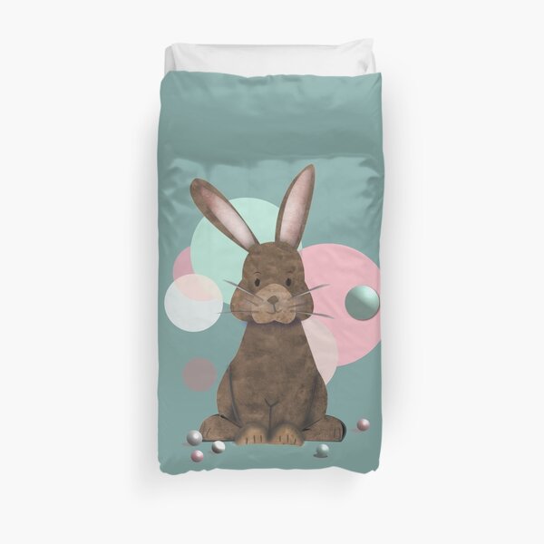 Adorable Watercolor Rabbit Playing with Marbles - Cute Duvet Cover
