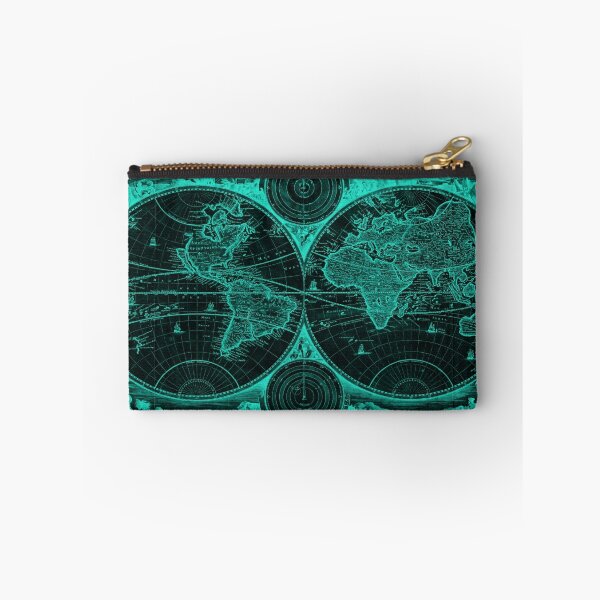 Item preview, World Map (1730) Black & Light Blue designed and sold by BravuraMedia.