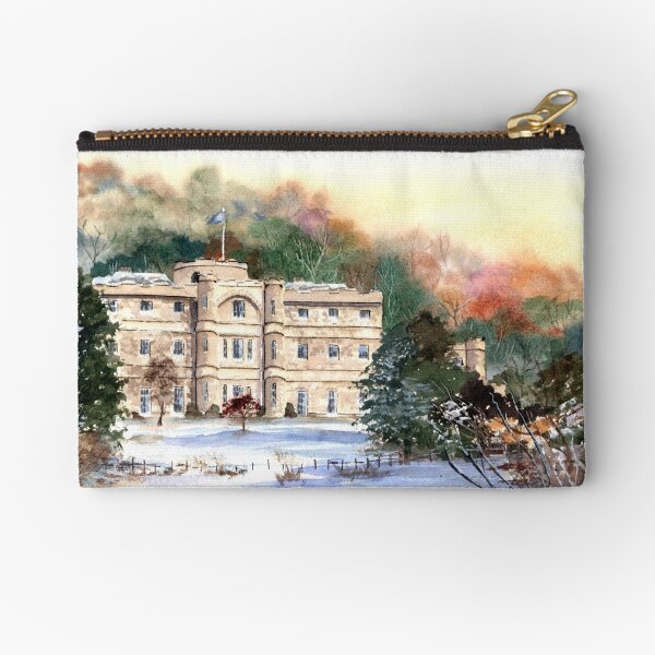Willersley Castle, Derbyshire - Snowy landscape painting Zipper Pouch