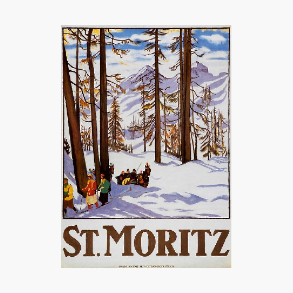 Moritz Switzerland FRIDGE MAGNET travel poster ski Details about   St 