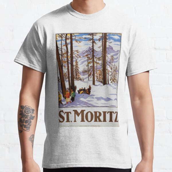 St Moritz, Switzerland - Vintage Travel Print Classic T-Shirt