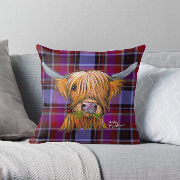 SCoTTiSH HiGHLaND CoW ' TaRTaN LiTTLe ViKiNG P ' by SHiRLeY MacARTHuR Throw Pillow