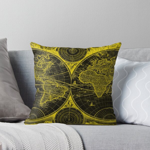 Item preview, World Map (1730) Black & Yellow designed and sold by BravuraMedia.