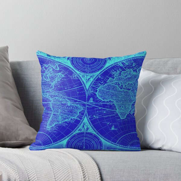 Item preview, World Map (1730) Blue & Light Blue designed and sold by BravuraMedia.