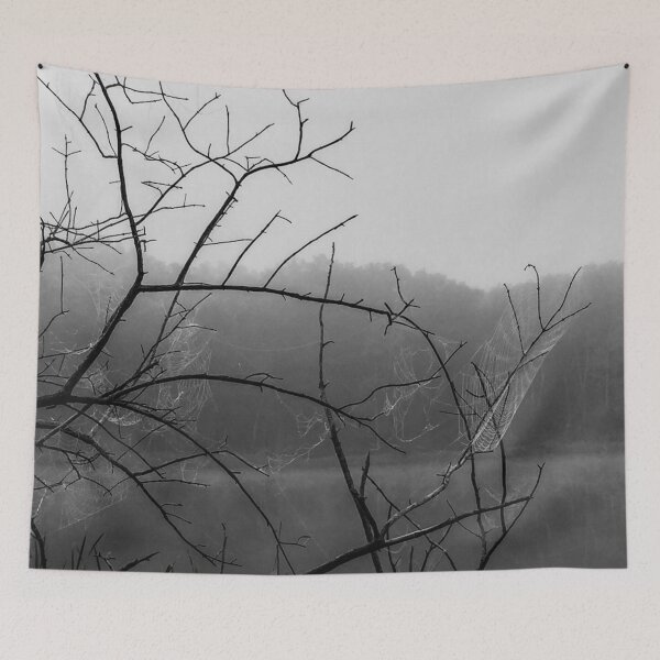 Item preview, Creepy Morning Misty Spiderwebs Black and White designed and sold by Zurickdesigns.