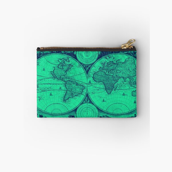 Item preview, World Map (1730) Light Green & Blue designed and sold by BravuraMedia.