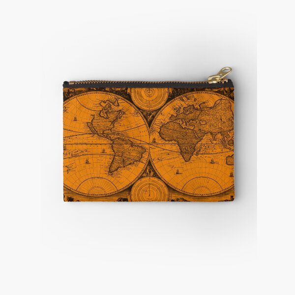 Item preview, World Map (1730) Orange & Black designed and sold by BravuraMedia.