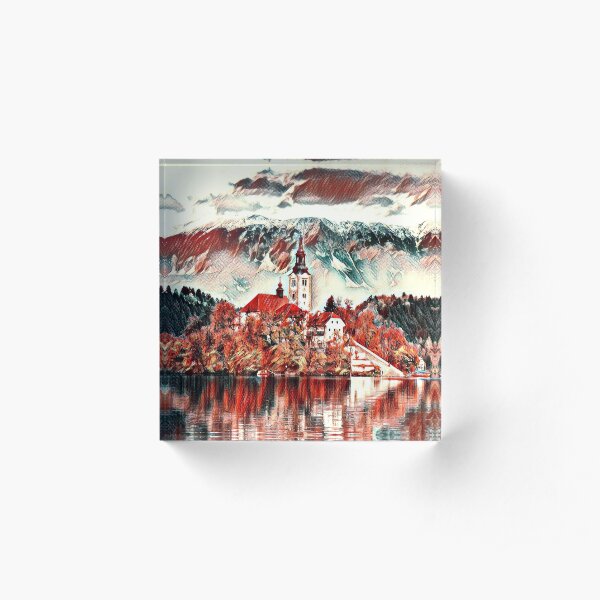 Château du lac de Bled Bloc acrylique
