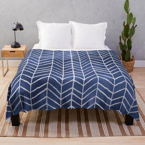 Item preview, Navy Blue Watercolor Herringbone Pattern (navy blue/white) designed and sold by Design Minds Boutique.