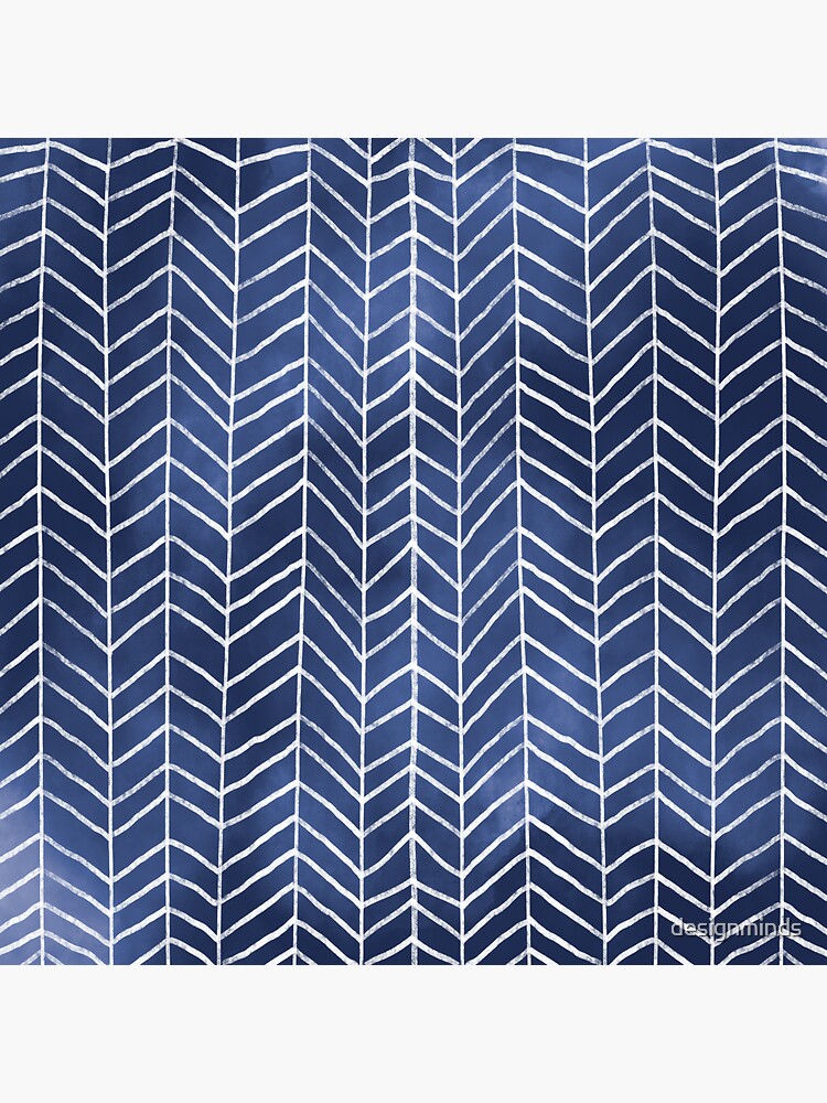 Navy Blue Watercolor Herringbone Pattern Navy Blue White Sticker For Sale By Designminds