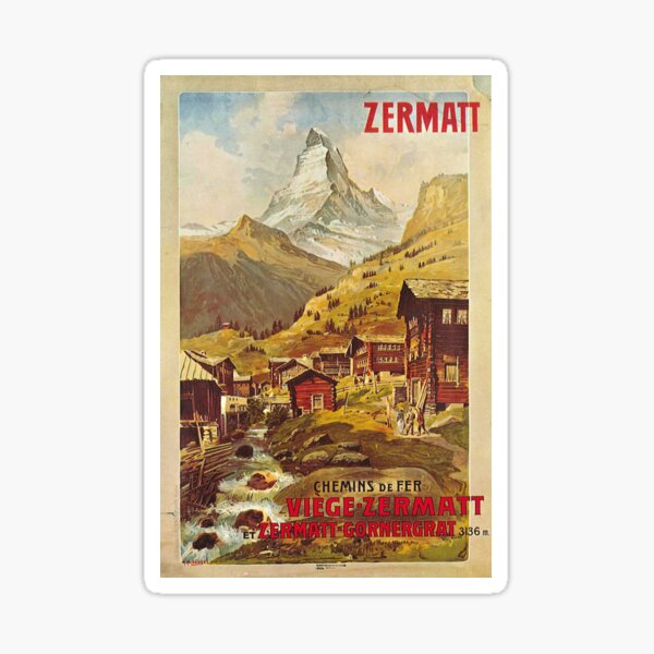 Sticker Vintage Air Zermatt – Adhésif Original Italie – Autocollant Pub MA3587