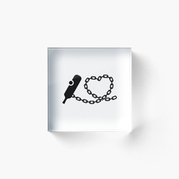 Heart-shaped cricket bat on a chain Acrylic Block