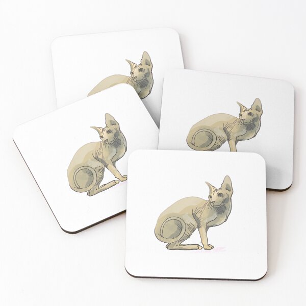 Item preview, Elegant Sphynx Cat Sitting - Hairless Wrinkly Kitty -Bald Khakki Animal Illustration - Pet Portrait designed and sold by AnanasArt.