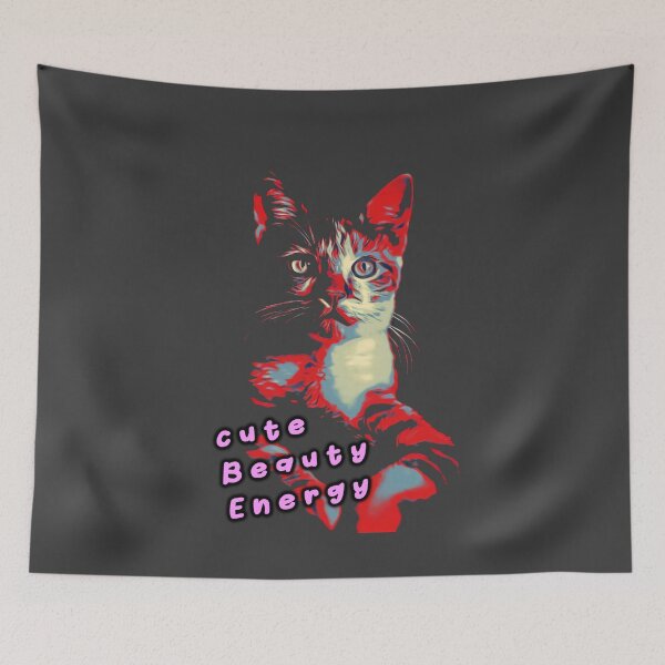 Item preview, cute art cat with 3 word - cute beauty energy - Nice gift for cat lover designed and sold by madani rafik.