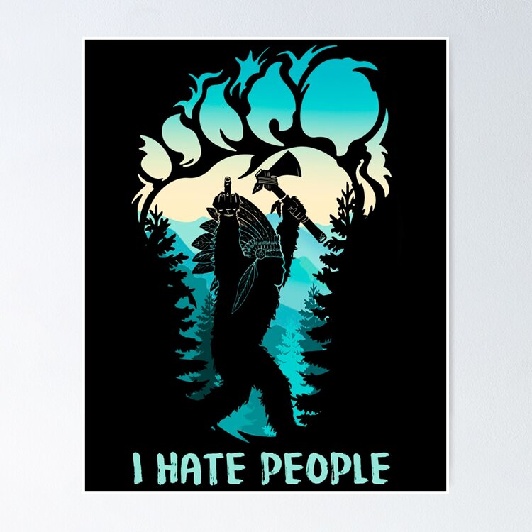 Native bigfoot middle finger I hate people Samsung Galaxy Phone Case