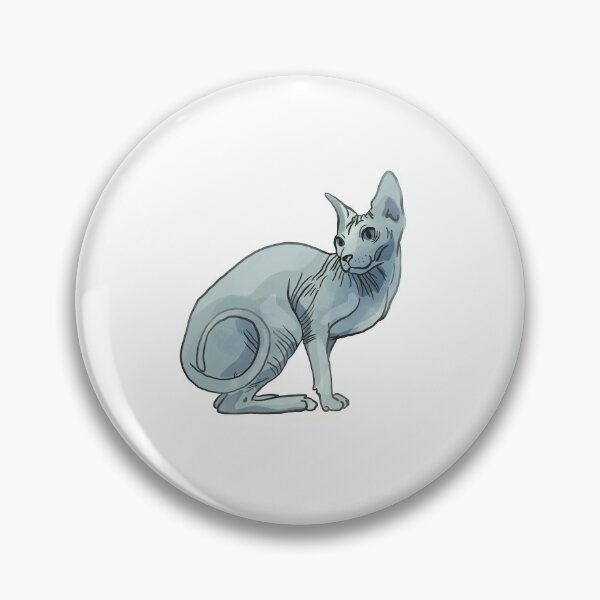 Artikelvorschau, Elegante Sphynx-Katze sitzend - haarloses, faltiges Kätzchen - kahle, mintgrüne Tierillustration - Haustierportrait entworfen und verkauft von AnanasArt.