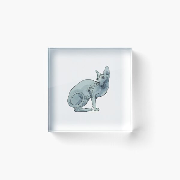 Artikelvorschau, Elegante Sphynx-Katze sitzend - haarloses, faltiges Kätzchen - kahle, mintgrüne Tierillustration - Haustierportrait entworfen und verkauft von AnanasArt.