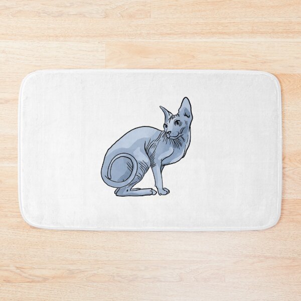 Item preview, Elegant Sphynx Cat Sitting - Hairless Wrinkly Kitty -Bald light blue Animal Illustration - Pet Portrait designed and sold by AnanasArt.