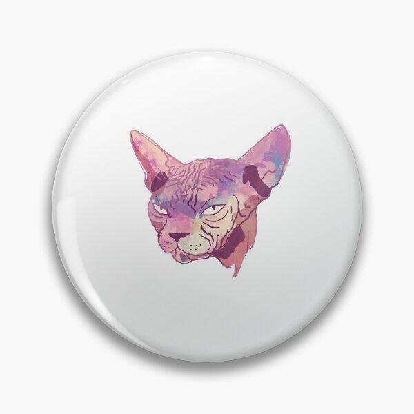 Artikelvorschau, Grumpy Sphynx-Katze - Lustiges, faltiges, nacktes Kätzchen - Malerischer Fauvismus-Stil in Rosa und Lavendel - Haustierportrait entworfen und verkauft von AnanasArt.