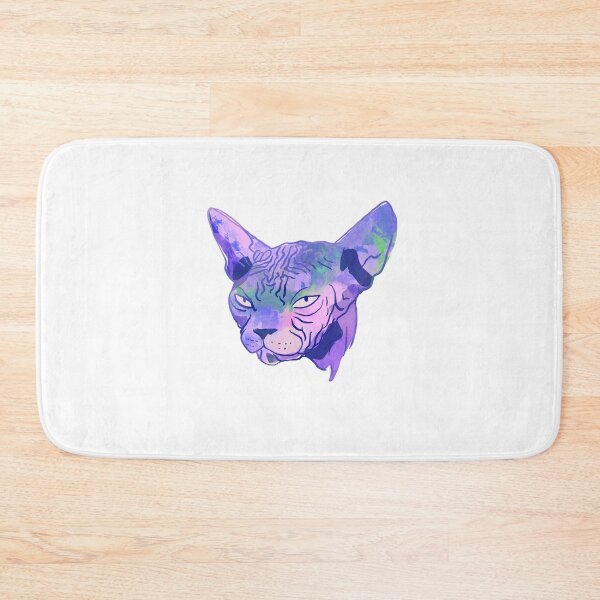 Item preview, Grumpy Sphynx Cat - Funny Wrinkly Naked Kitty - Blue and Lilac Painterly Fauvism Style - Pet Portrait designed and sold by AnanasArt.