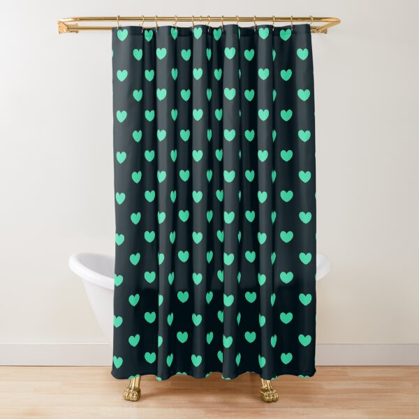 turquoise hearts polka dot Shower Curtain