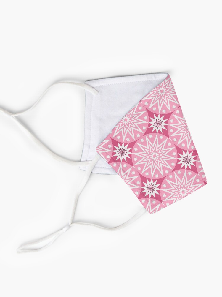 Thumbnail 2 of 5, Mask, Abstract pattern made with circular geometric shapes in pink and white colors. designed and sold by Victoria Riabov.