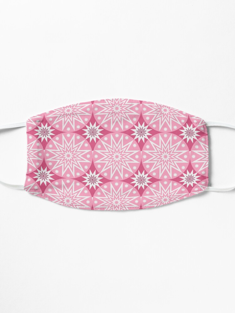 Thumbnail 3 of 5, Mask, Abstract pattern made with circular geometric shapes in pink and white colors. designed and sold by Victoria Riabov.