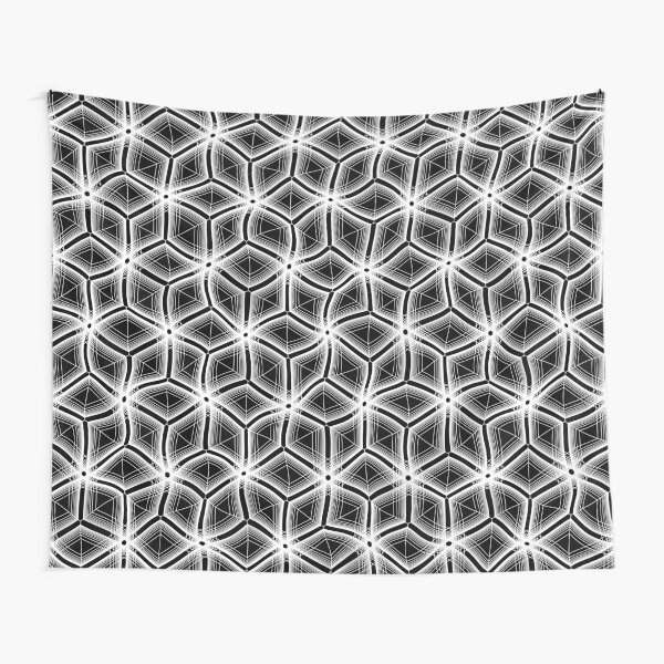 Casual Hexagon Waved Grid Pattern Geometric Design Tapestry
