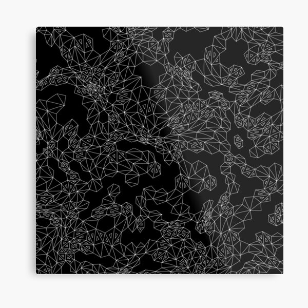 Stylish Waved Triangle Pattern Grid Geometric Dark Design Metal Print