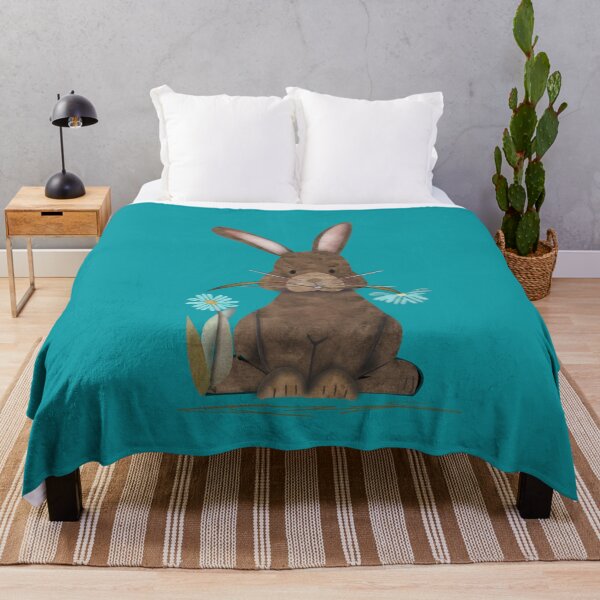Adorable Watercolor Rabbit says I love you - cute Throw Blanket