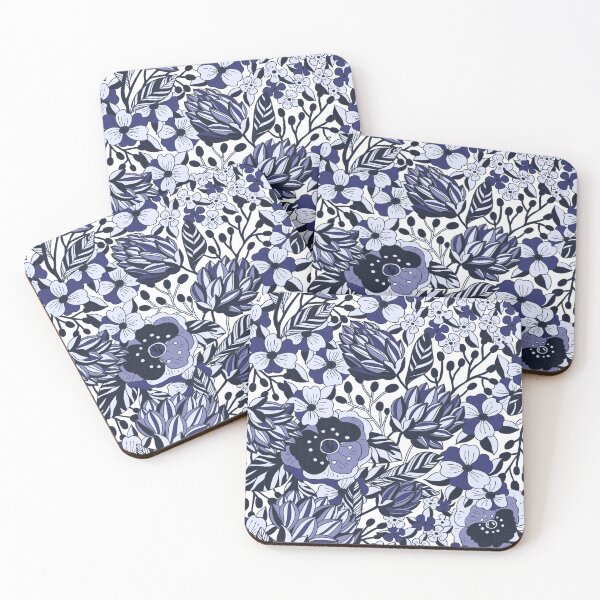 Item preview, Navy Blue Floral Flower Pattern designed and sold by SwePattern.
