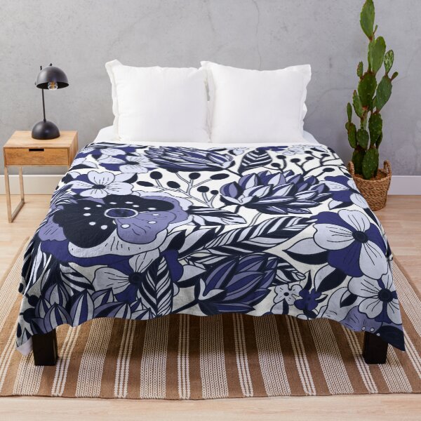 Item preview, Navy Blue Floral Flower Pattern designed and sold by SwePattern.
