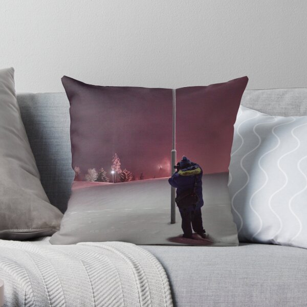 Under the pink and purple sky Throw Pillow