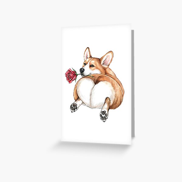 Epic Greeting Cards Single Pembroke Welsh Corgi on top of Louis Vuitton  Luggage Valentines Day Card