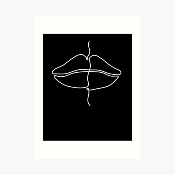"KISS LIPS LINE ART Sketch Abstract Minimalist Romantic love