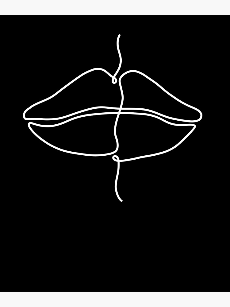 "KISS LIPS LINE ART Sketch Abstract Minimalist Romantic love