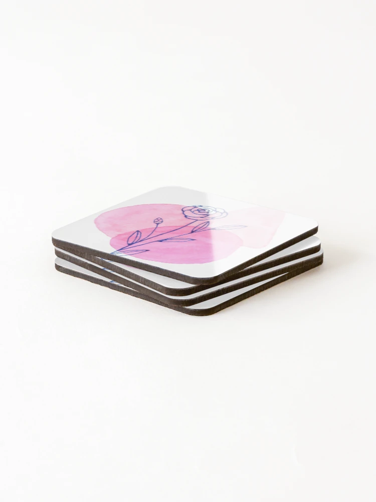 Thumbnail 4 of 5, Coasters (Set of 4), Rose Minimalism designed and sold by RapiLoco.