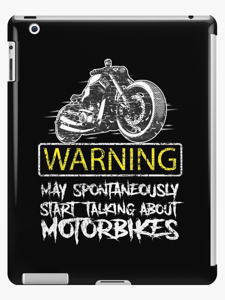 Motorrad-Warnung, die über lustiges Motorrad der Männer spricht |  iPad-Hülle & Skin